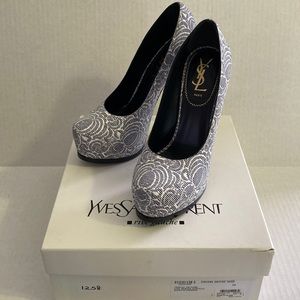 YSL Tribtoo 105 PumpFake Nubuck Dantelle Size 38